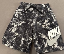 Nike Boys Shorts Medium Black White Tie Dye Athletic Drawstring Logo D10