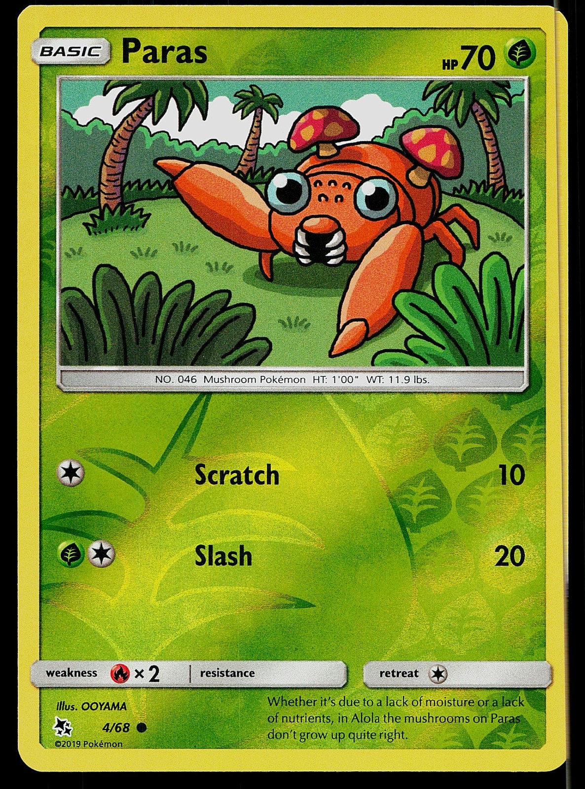 Pokemon Card Hidden Fates Paras 4/68 Common Reverse Holo