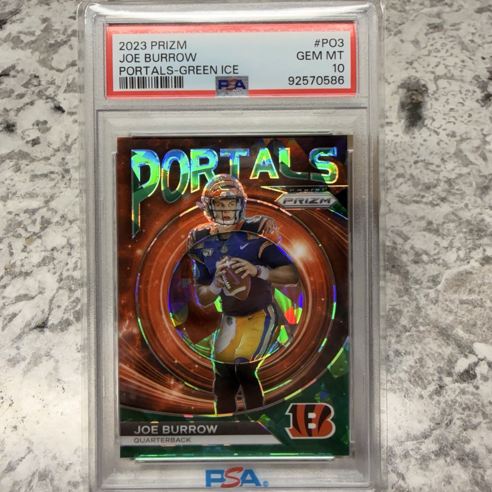 2023 Prizm Portals Green Ice Joe Burrow Cincinnati Bengals #PO3 PSA 10!