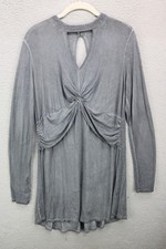 Umgee Long Sleeve Babydoll Gray Dress-Small-Boho-Whimsigoth-Grunge