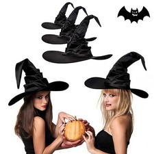 Halloween Witch Hat - Foldable Wizard Cosplay Headgear, Black Devil Cap for Adul
