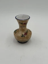 Hand Painted Vase Deura Italian  L5” Floral Vtg Grannycore Cottagecore Flower