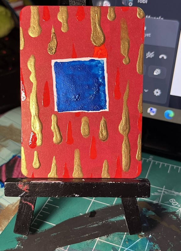 ACEO Kadlebug “droplet gold”  Acrylic OOAK Miniature Painting