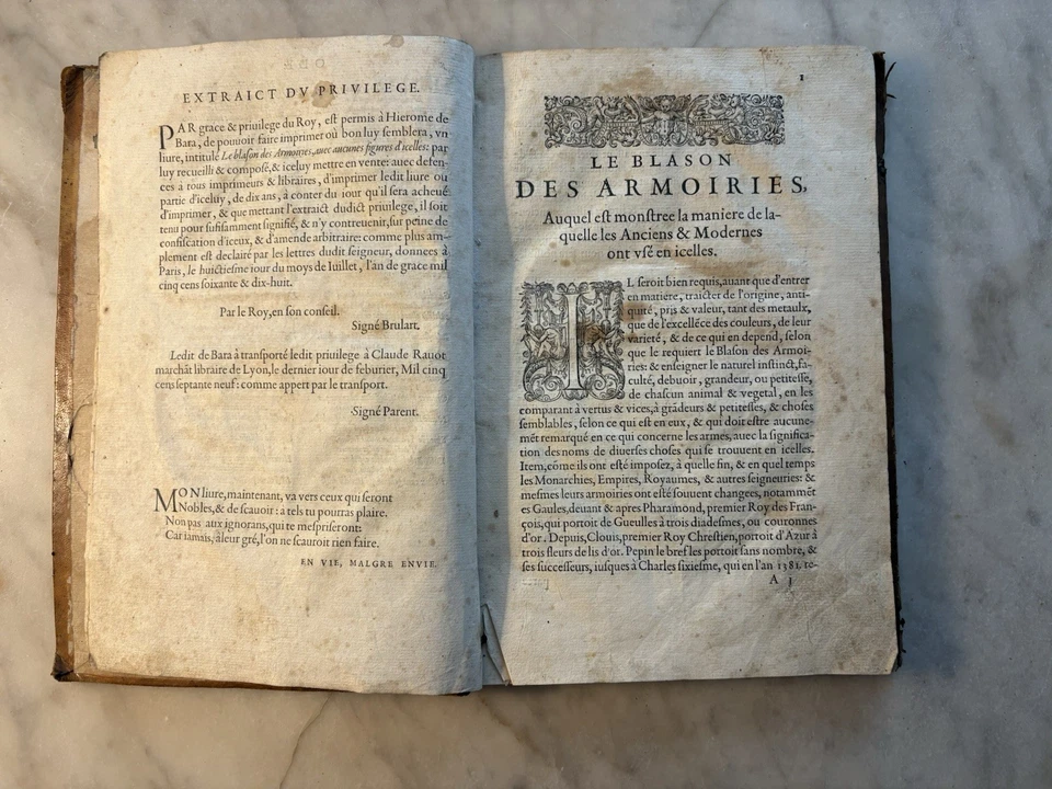 Jérôme de Bara Le blason des armoiries 1579 Héraldique Nobiliaire Livre Rare - Photo 3/4