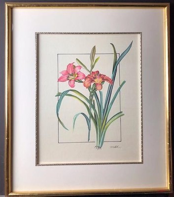 Day Lily  Original Painting signed J Chen Jin Rong Chen