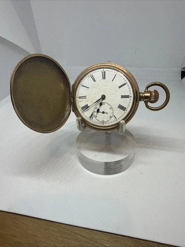 Antique Gold Plated Swiss Made Full Hunter Pocket Watch - Working Really Well