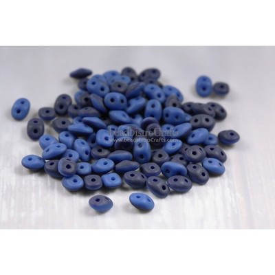 Czech SuperDuo 2-Hole Beads, DENIM DUET Opaque MATTE 2.5x5mm ~ 10 Grams