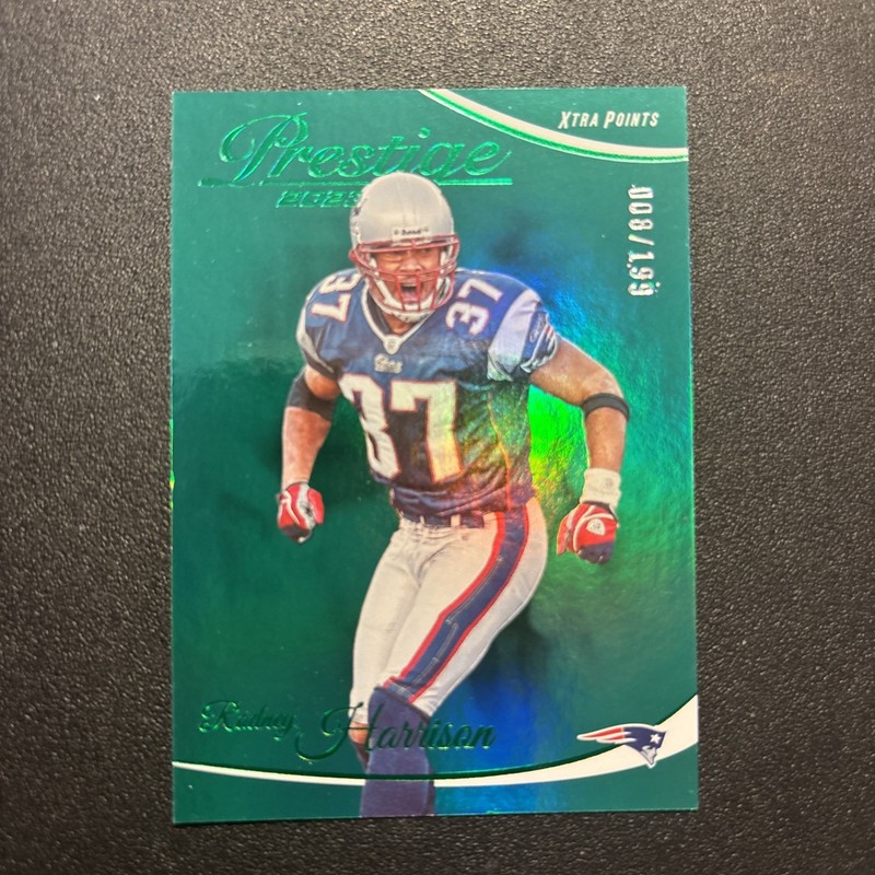 2023 Rodney Harrison Prestige Xtra Points Green #202 RARE! 008/199 Patriots