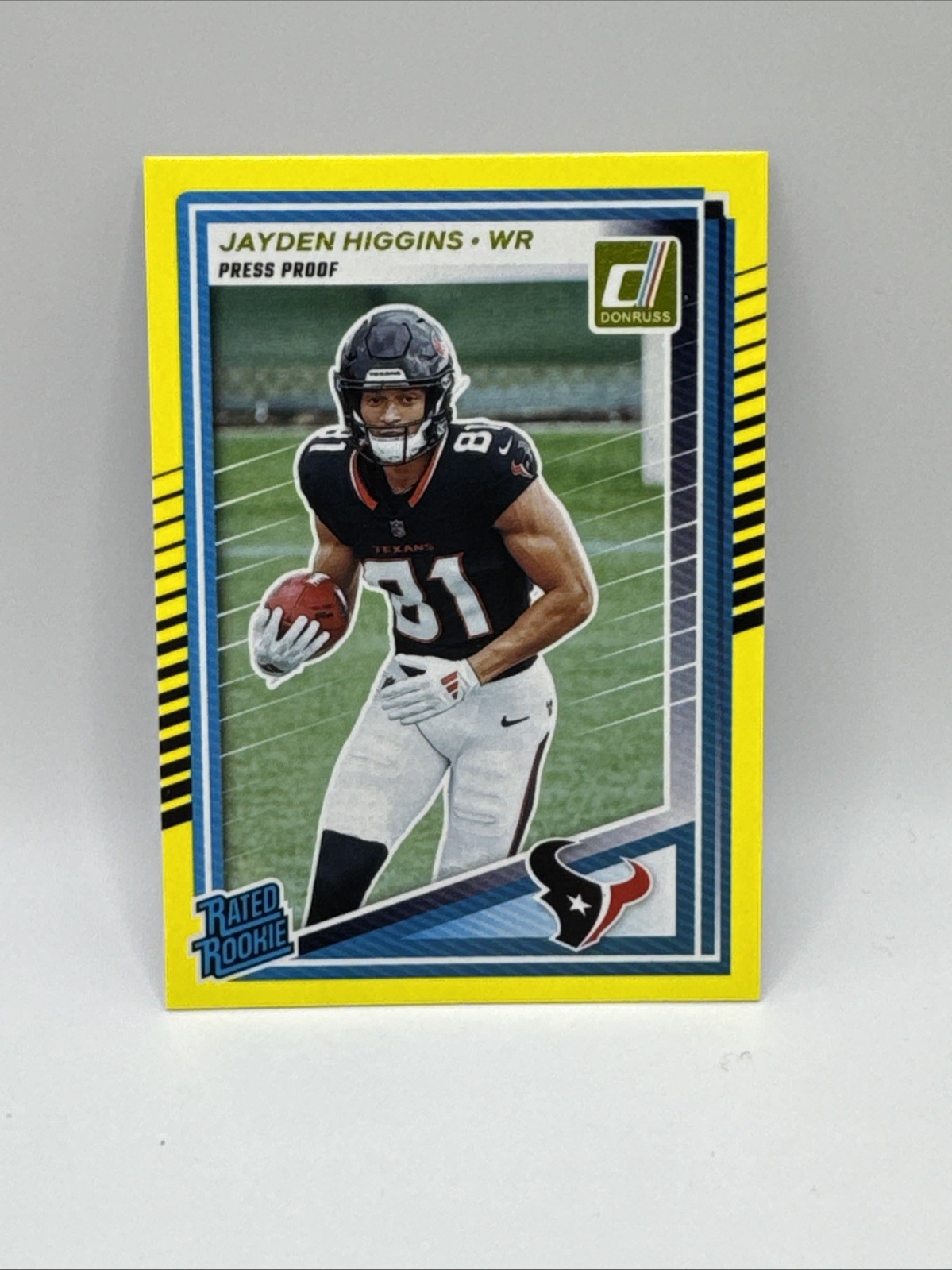 2025 Panini Donruss - Rated Rookie Jayden Higgins #334 Press Proof Yellow (RC)