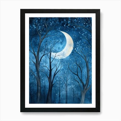 Mond im Wald 12 Kunstdruck gerahmt Wandbild Poster Leinwanddruck Bild