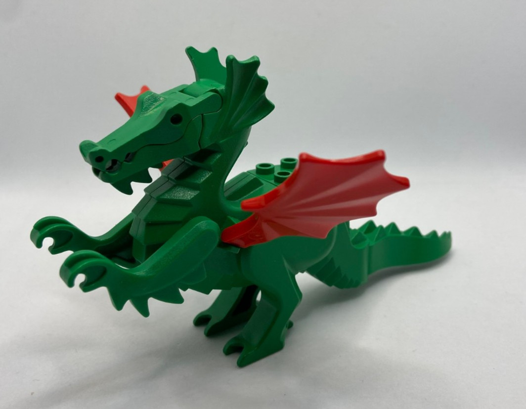 Lego 1 x 6129c03 Drache grün mit Flügeln rot 6076 6056 6082 6087
