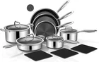 14-Piece Hybrid Stainless Steel Cookware Set, Pots and Pans Set with 3 Silicone 