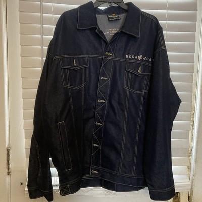 early 00s roca wear baggy Y2K Denim Button Up Jacket 60% cotton 40%polyester XXL