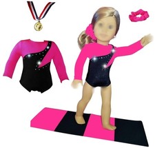 Sparkling Success: 2024 American Doll Girl Pink Gymnastics Doll Clothes Set