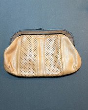 Vintage Genuine Leather Brown Clutch Made in Hong Kong