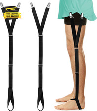 2Pcs Shirt Stays for Men, Adjustable Elastic Shirt Garters for Men Sock Suspende