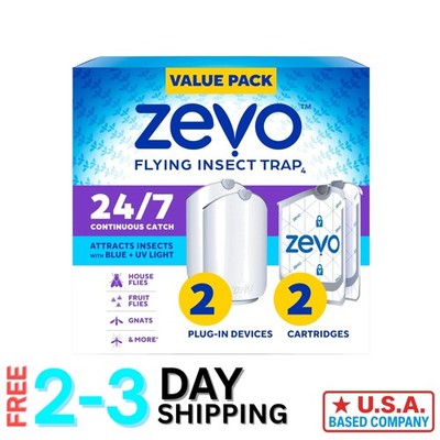 24/7 Insect Protection - 2 Plug-In Flying Trap Set with Blue UV Light Technology
