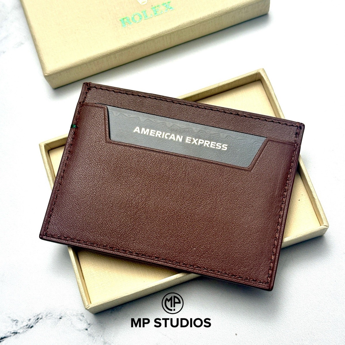 Rolex Heritage Brown Leather Cardholder Wallet Card Case AD VIP
