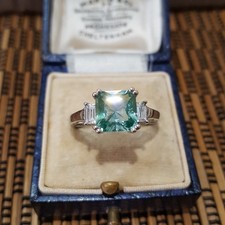 Diamonique 925 Sterling Silver Ring, Simulated Paraiba Tourmaline, Size P.5 