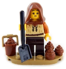 NEW LEGO PEASANT  DUNG SHOVELER poo poop medieval castle shovel plague knight