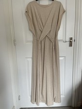 M And S Cream Mid-axi Dress New Without Tags 100% Cotton Capped Sleeve 14