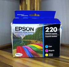 EPSON 220 TRI COLOR CYAN MAGENTA YELLOW BLACK GENUINE INK CARTRIDGE EXP 01/28