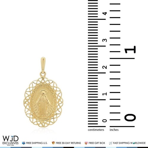 Colgante Medalla Virgen María Milagrosa Oro Amarillo 14K 1.05" - Imagen 2 de 4