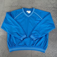 Footjoy Jacket Windbreaker Golf Long Sleeve V Neck Embroidered Blue Women Large