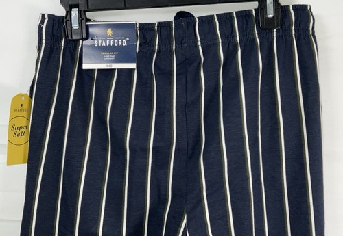 NWT Men’s Stafford Super Soft Jersey Sleep Lounge Pajama Pants Blue Stripe Small - Picture 4 of 6