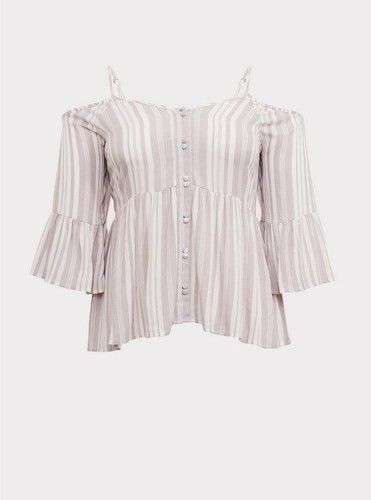 TORRID Babydoll Rayon Crepe Cold Shoulder Top Size 2 - Picture 4 of 5