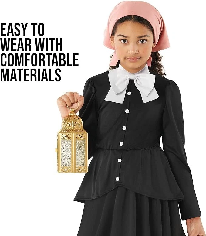 Disfraz de Harriet Tubman para niños Niñas Histórico Colonial Activista Peregrino Conjunto Foto 4 de 4