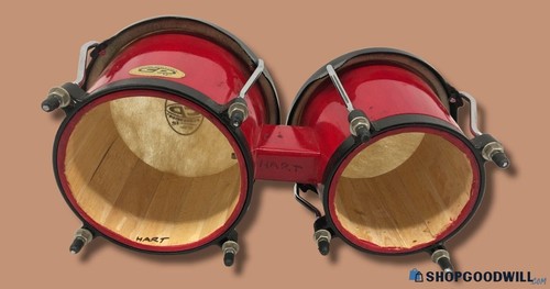 Cosmic Percussion by LP Latin Percussion Red Bongos w/ 8.25" & 7" Rawhide Skins - Picture 7 of 8
