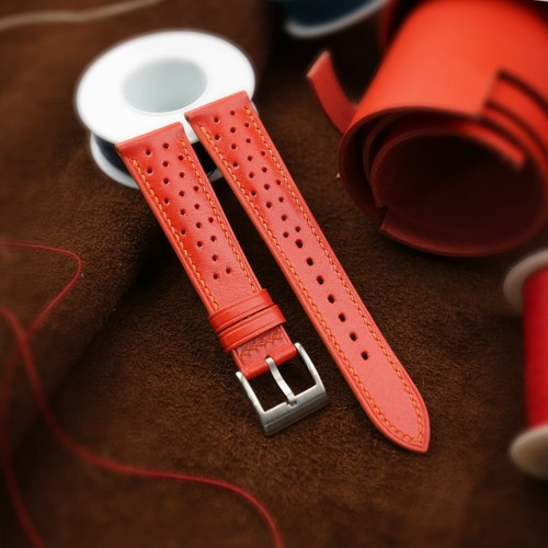Calfskin Swift Rally Red Leather Watch Strap Band 18mm 19mm 20mm 21mm 22mm eBay