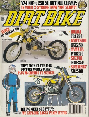 DIRT BIKE - March 1998   '98 Factory Works Bikes / Off Road Hop-Ups / McGrath's 