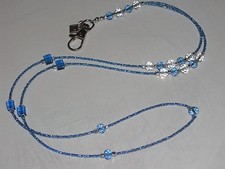 Lanyard Sky Blue Handmade ID Badge Holder Crystal Accents NEW 38"Buy 3 SHIP FREE