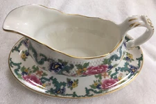 Royal Doulton “Floradora” Gravy Boat or Sauce Bowl with Underplate, 8-5/8”