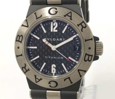 BVLGARI Diagono Titanium TI32TA Date Black Dial Quartz Unisex 