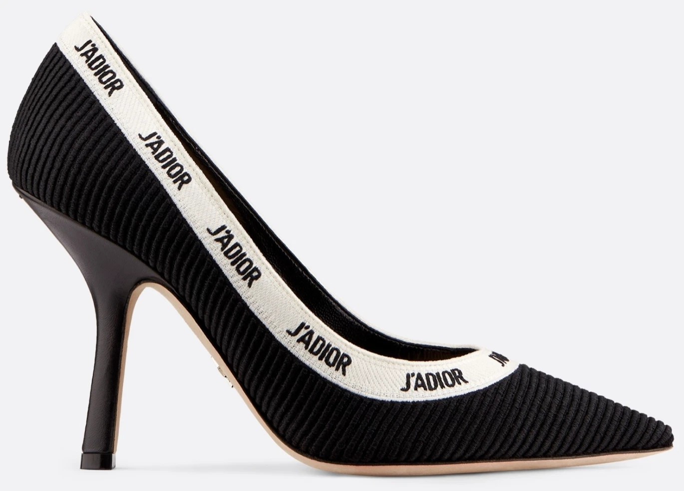 Pompe à talon en coton brodé logo Dior J'adior Jadior noir blanc 40,5