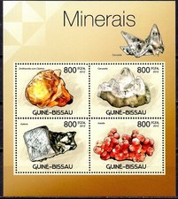 Guinea Bissau 2012 Minerali Gemme Geologia Estrazione Cristalli 4V M S Mnh