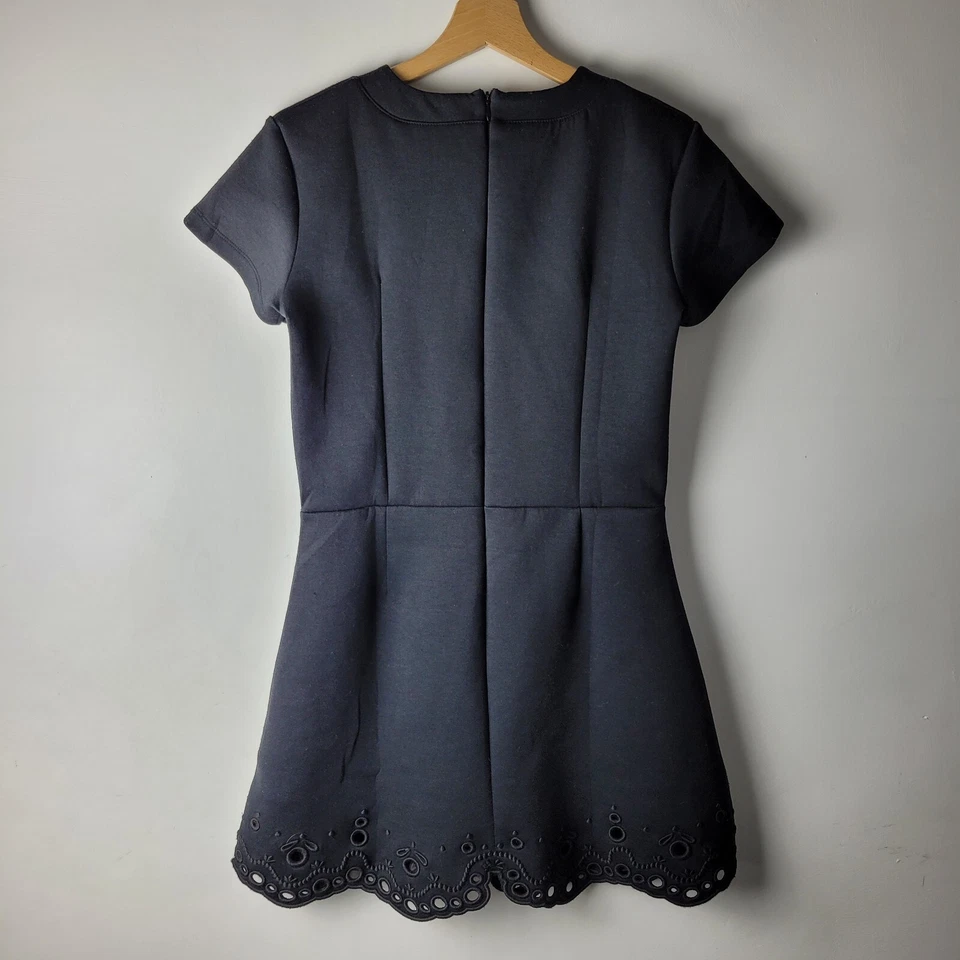 Carven Women Size M Black Stretch Cut Out A-Line Dress Formal Party Smart - Image 2 of 4