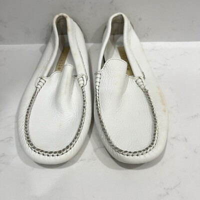 JOURALLE WHITE WOMENS LEATHER LOAFERS PREPPY GOING OUT DRIVING SHOES EU 40