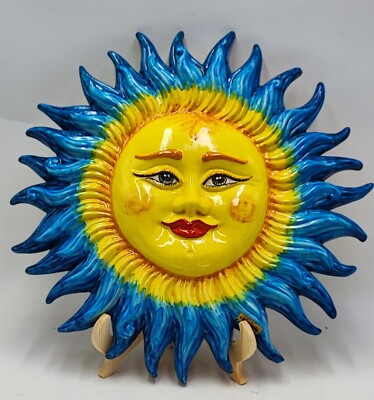 Keramik Sonne von Caltagirone - Blau und Gelb (Durchmesser 42 cm)  