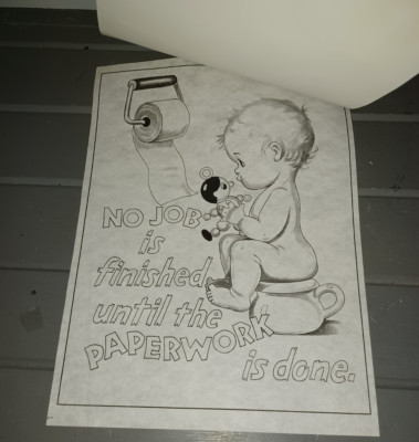 Tri-chem Liquid Embroidery Vintage #8252 No Job is finished until...  9'' x 12''