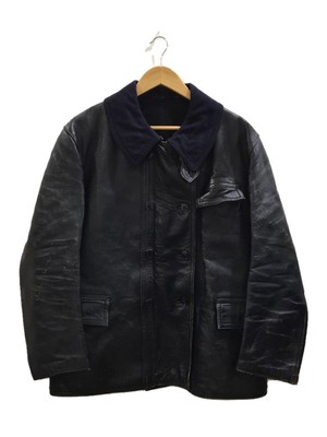 French Military 40S-60S Vintage Le Corbusier Leather Work Jacket 