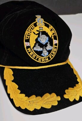 #ad #ad Western Fleet Indian India Navy Officer Admiral Velvet O S Cap w Patch NWOT $39.95