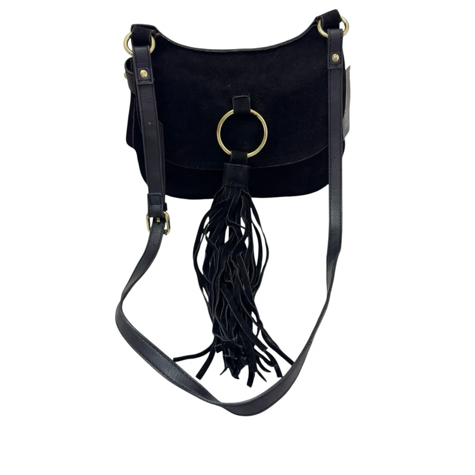 Bolso Bandolera INC Negro Imitación Gamuza Flecos, Bolsillo - Nuevo con Etiquetas, Precio de Venta sugerido por el fabricante 79 USD Foto 2 de 4