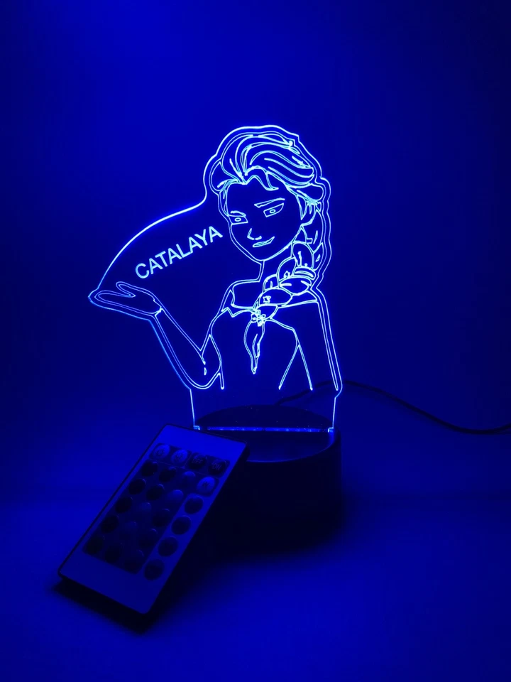 Frozen Elsa Luz Nocturna Iluminada Personalizada GRATIS Personalización LED Lámpara de Mesa Foto 2 de 4