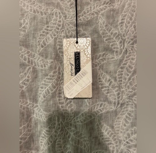 Lungo L'Arno Linen Italian Dress Womens Large Chic Silver Floral Faded - Picture 6 of 13