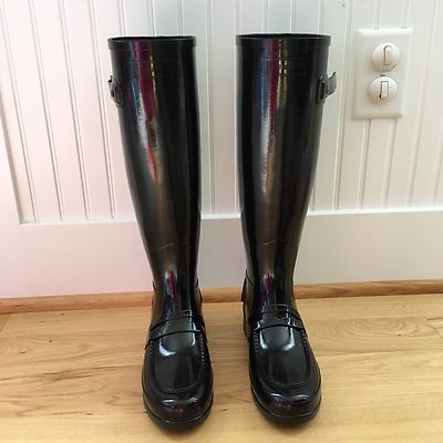 Tall Glossy Hunter Boots Black Size 5 NWOT | eBay display picture 3