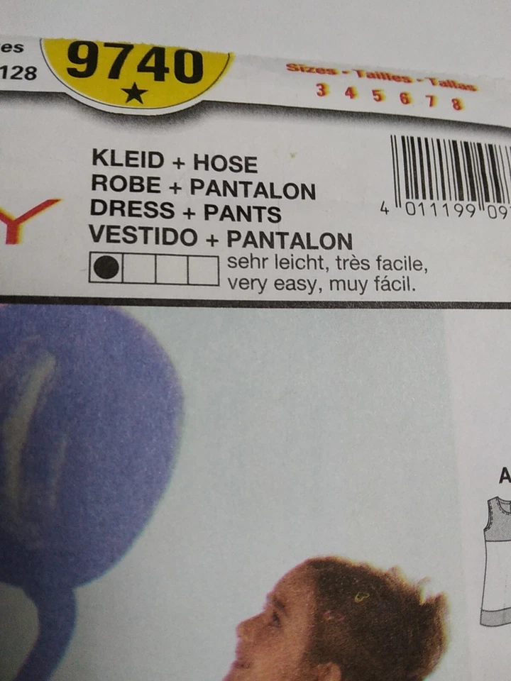 Jumper Dress Pants Girls 3 4 5 6 7 8 Burda 9740 Easy Sewing Pattern Summer CUT - Image 4 of 4